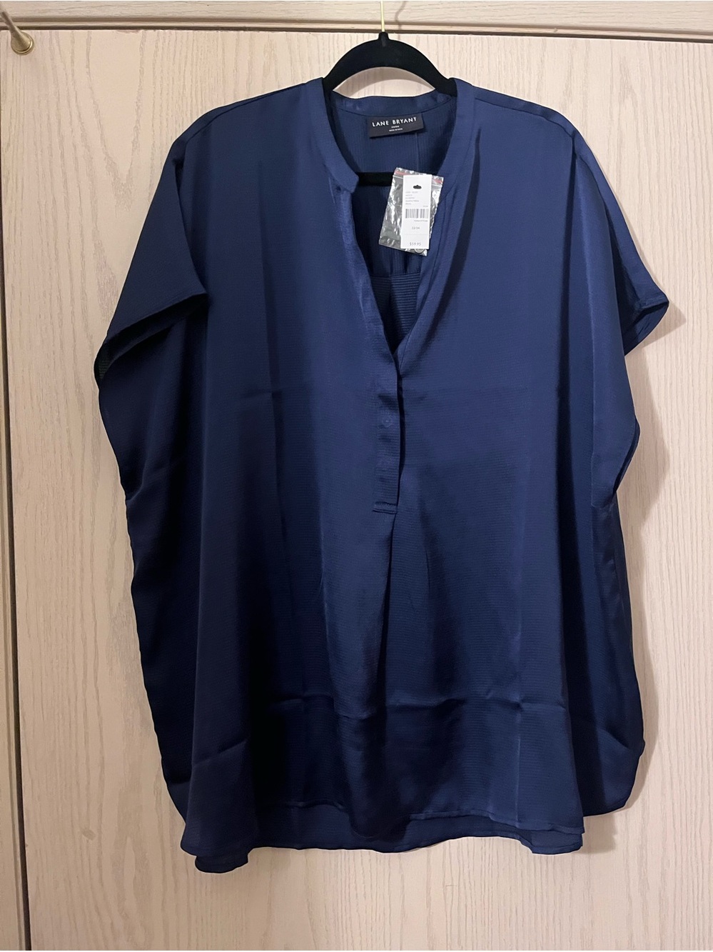 Lane Bryant Navy Short-Sleeve V-Notch Tunic